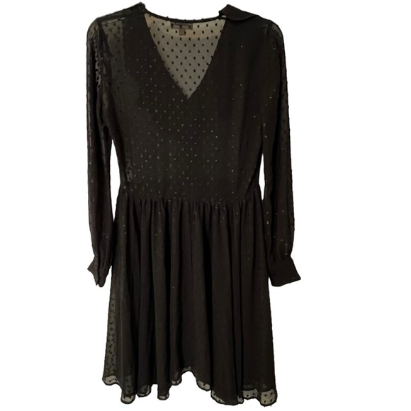 Gorgeous L’Agence Swiss Dot Long Sleeve Black Chiffon Mini Dress 2 whimsygoth - Picture 12 of 12